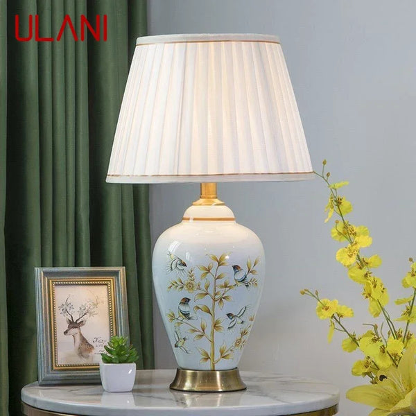 ULANI Contemporary ceramics Table Lamp American luxurious Living Room Bedroom  Bedside Desk Light Hotel engineering Decorative