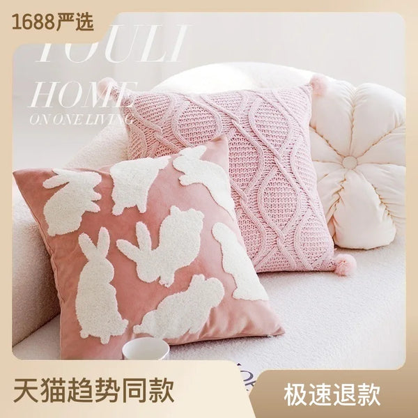 INS style pink children's cute girl bedroom bedside pillowcase cushion living room sofa cushion