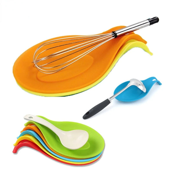 Kitchen Accessories Supplies Silicone Spoon Rest Pad Multifunction Spoon Holder Mat Cooking Tools Home Kitchen Products Utensils