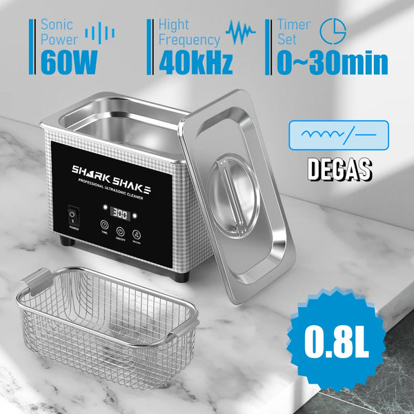 800ml Household Digital Ultrasonic Cleaner 30W/60W Stainless Steel Bath Degas Ultrasound Washing for Watches Jewelry