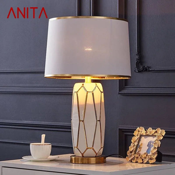 ANITA Contemporary ceramics Table Lamp luxurious Living Room Bedroom  Bedside Desk Light  Hotel engineering Decorative