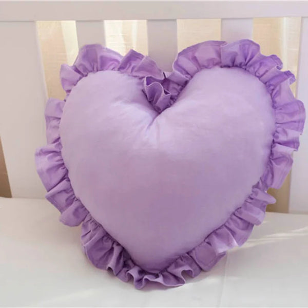 Cotton Ruffled Love Heart Shape Sofa Cushion Office Backrest Nap Bolster Pillows Travel Wedding Baby Gifts Toys Home Decor