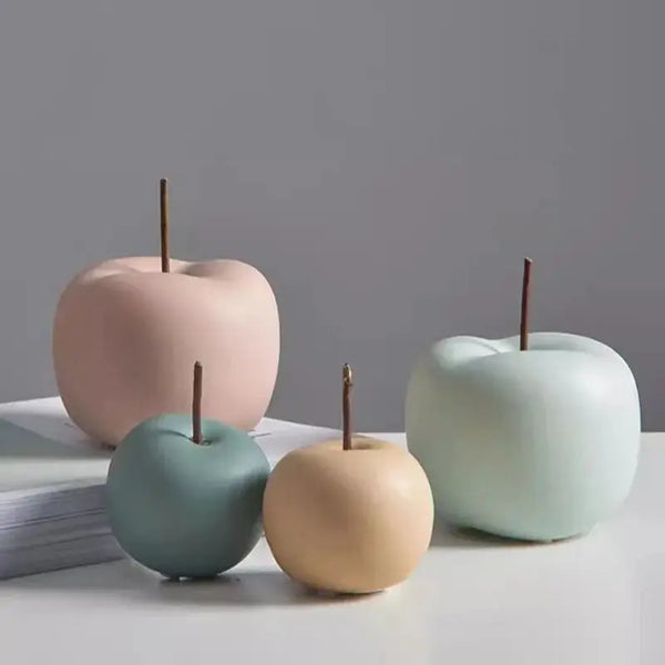 Modern Ceramic Apple Ornament Nordic Apple Sculpture Figurines Living Room Decor Home Decoration Creative Fruit Ornament