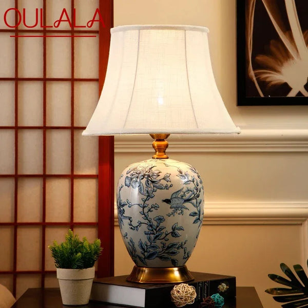 OULALA Contemporary ceramics Table Lamp American luxurious Living Room Bedroom  Bedside Desk Light Hotel engineering Decorative