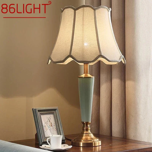 86LIGHT مصباح طاولة سيراميك معاصر على الطراز الأمريكي لغرفة المعيشة وغرفة النوم بجانب السرير والمكتب ضوء ديكور هندسي للفنادق